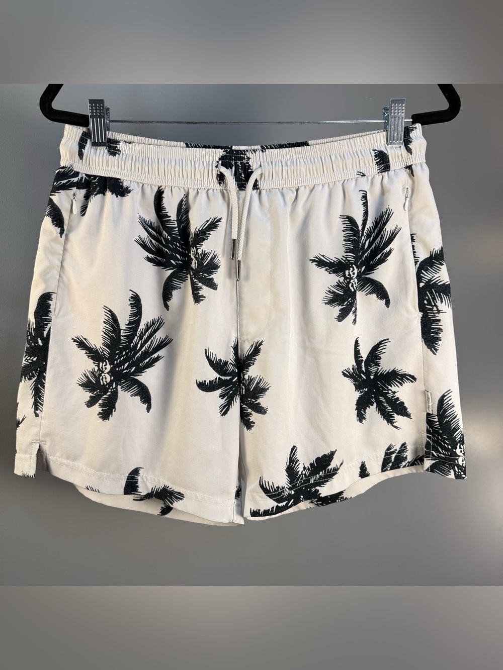 Maamgic Men’s White Palm Print Drawstring Board Shorts Swim Trunks Swim Suit